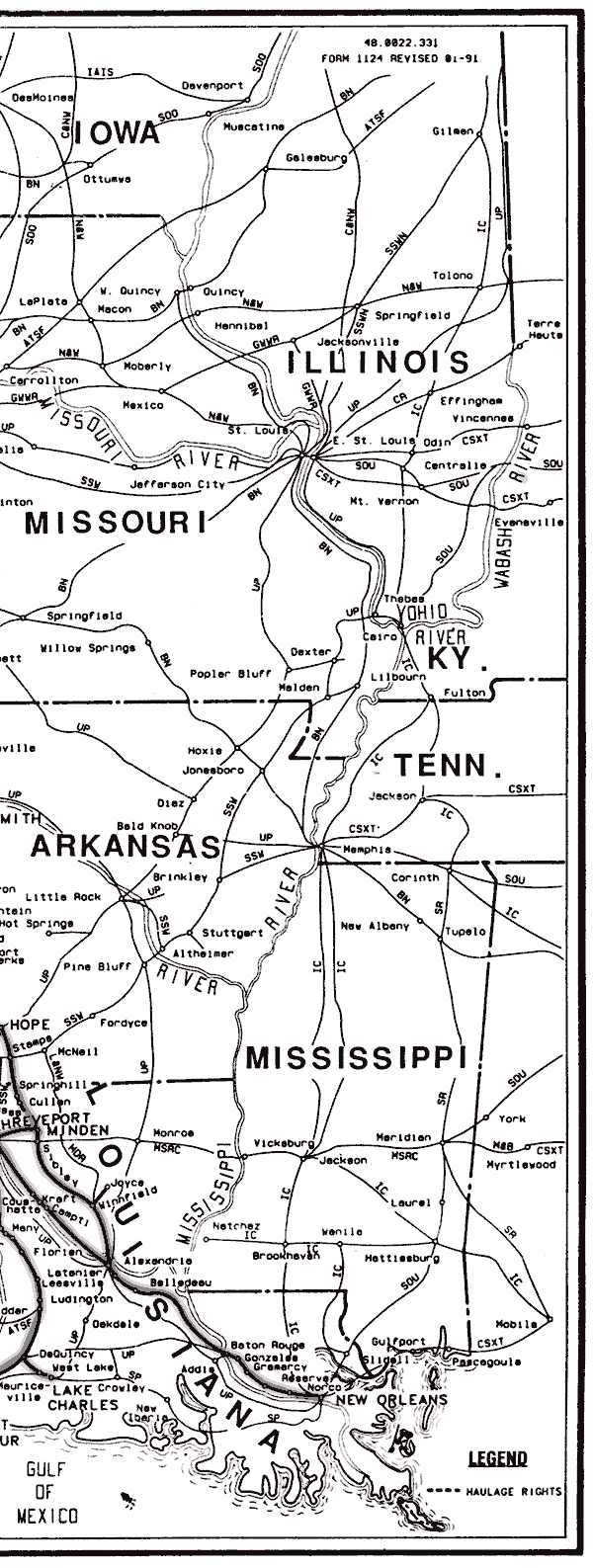 Kansas City Southern 1964 System Map