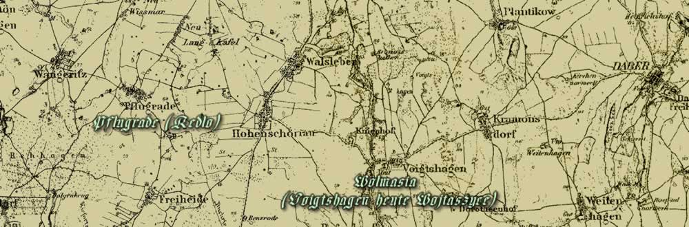 Map showing the location of Wolmasia later Voigtshagen in Naugard