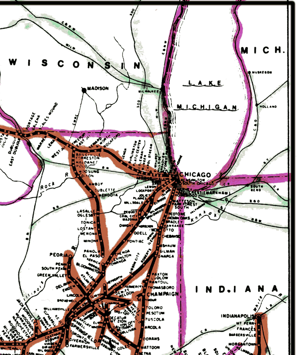 Illinois Central Gulf Pacific Railroad System Map