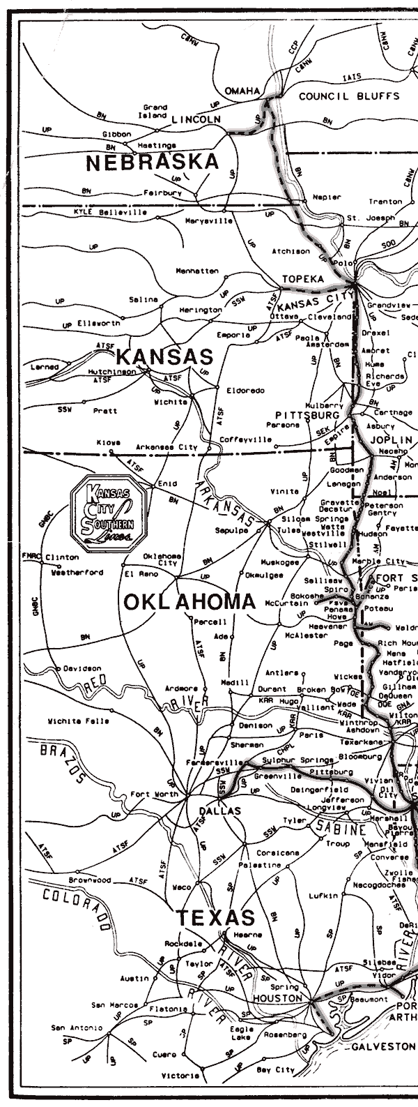 Kansas City Southern 1964 System Map